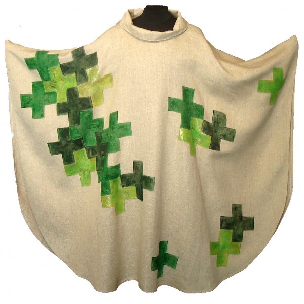 Messgewand - handbemalt mit grünen Kreuzen - Vorderteil 