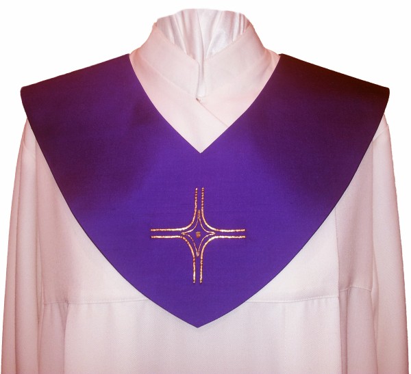 Scapulier - violett bestickt mit Kreuz und Perle 